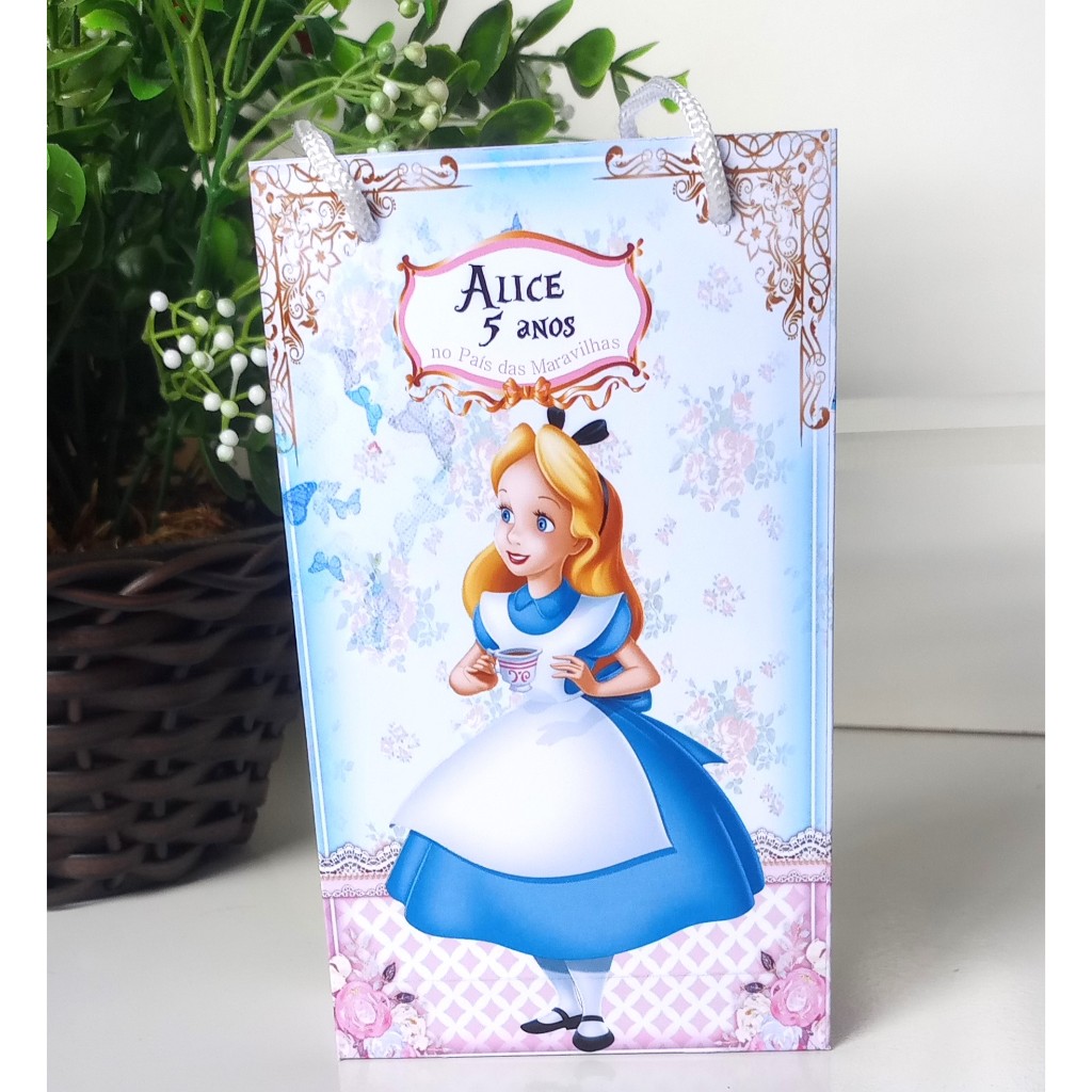 SACOLINHA PERSONALIZADA PARA LEMBRANCINHA DE ANIVERSÁRIO/FESTA - SACOLINHA SURPRESA-ALICE NO PAÍS DAS MARAVILHAS.