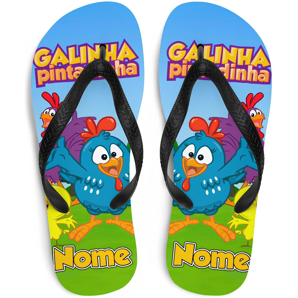 Chinelo Da Galinha Pintadinha COM NOME Personalizado Infantil 3 MODELOS