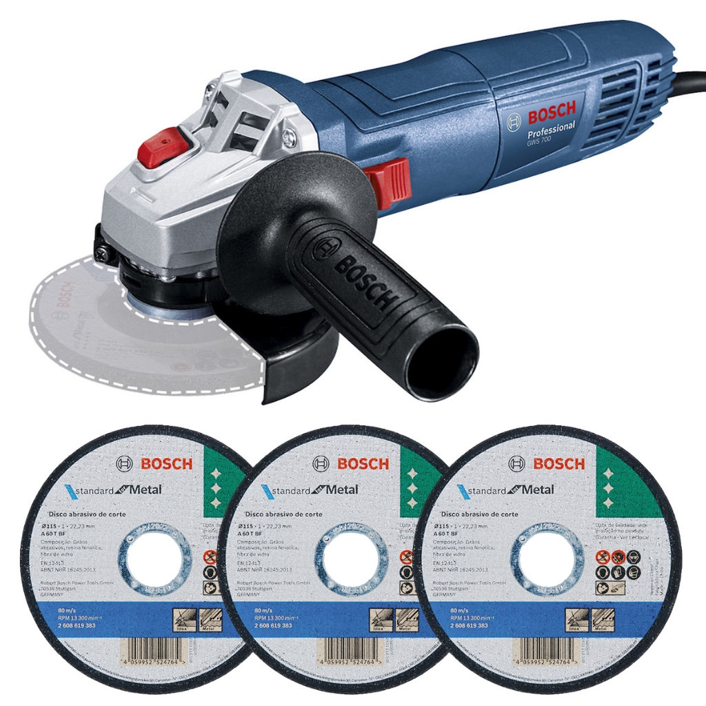 Esmerilhadeira GWS 700 Bosch 710W + 3 Discos - Home & Living