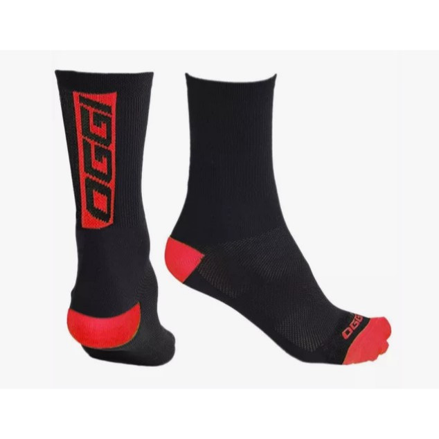 Meia Ciclismo Oggi Preta/logo Vermelha Cano Médio (38/43).