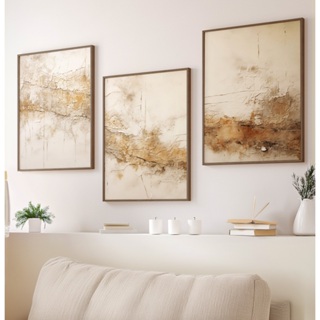 Quadros Decorativos Com Moldura Trio Sala Quarto Escritório Arte Abstrata Estilo Pintura em Gesso em Oferta na Shopee