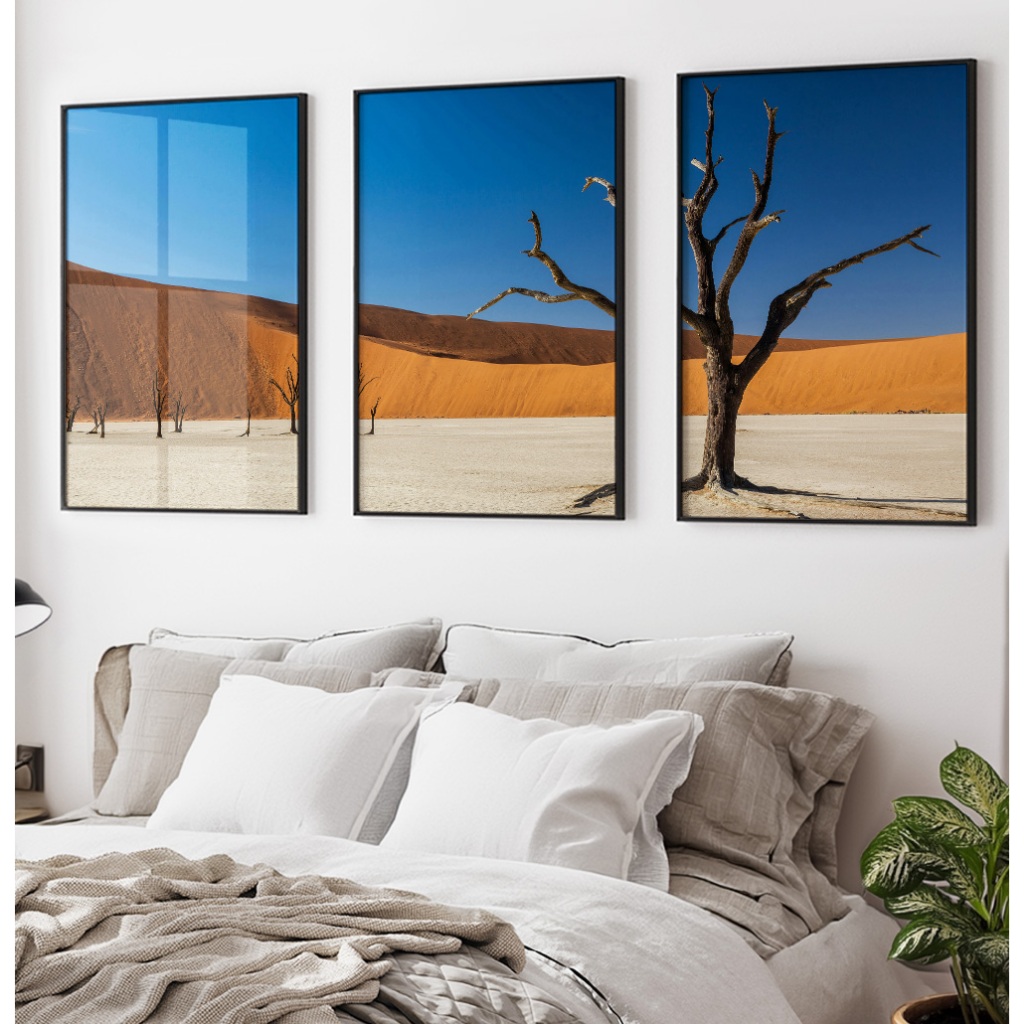Quadro Paisagem Quadro Com Moldura E Vidro Quadro Decorativo Sala Quadro Quarto Casal Deserto Trio