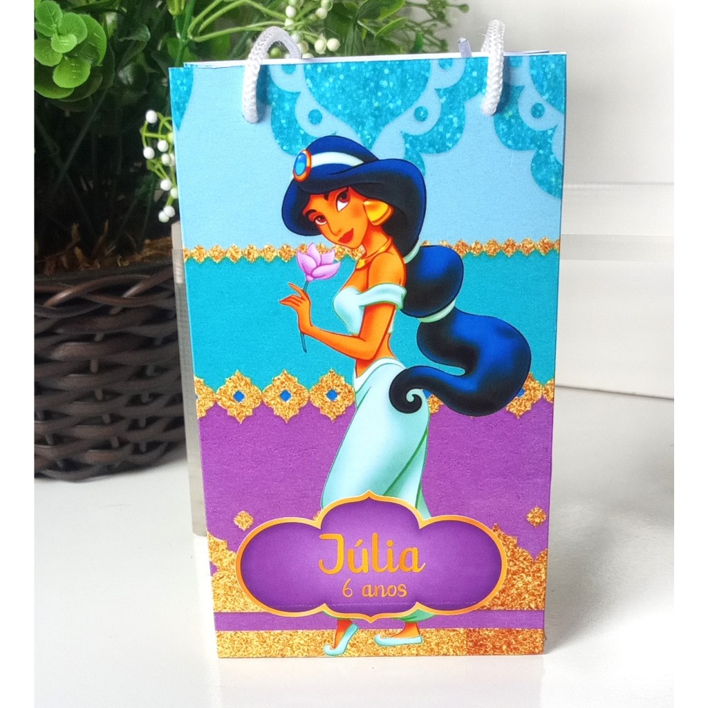 SACOLINHA PERSONALIZADA PARA LEMBRANCINHA DE ANIVERSÁRIO/FESTA - SACOLINHA SURPRESA- PRINCESA JASMINE -ALADIM.