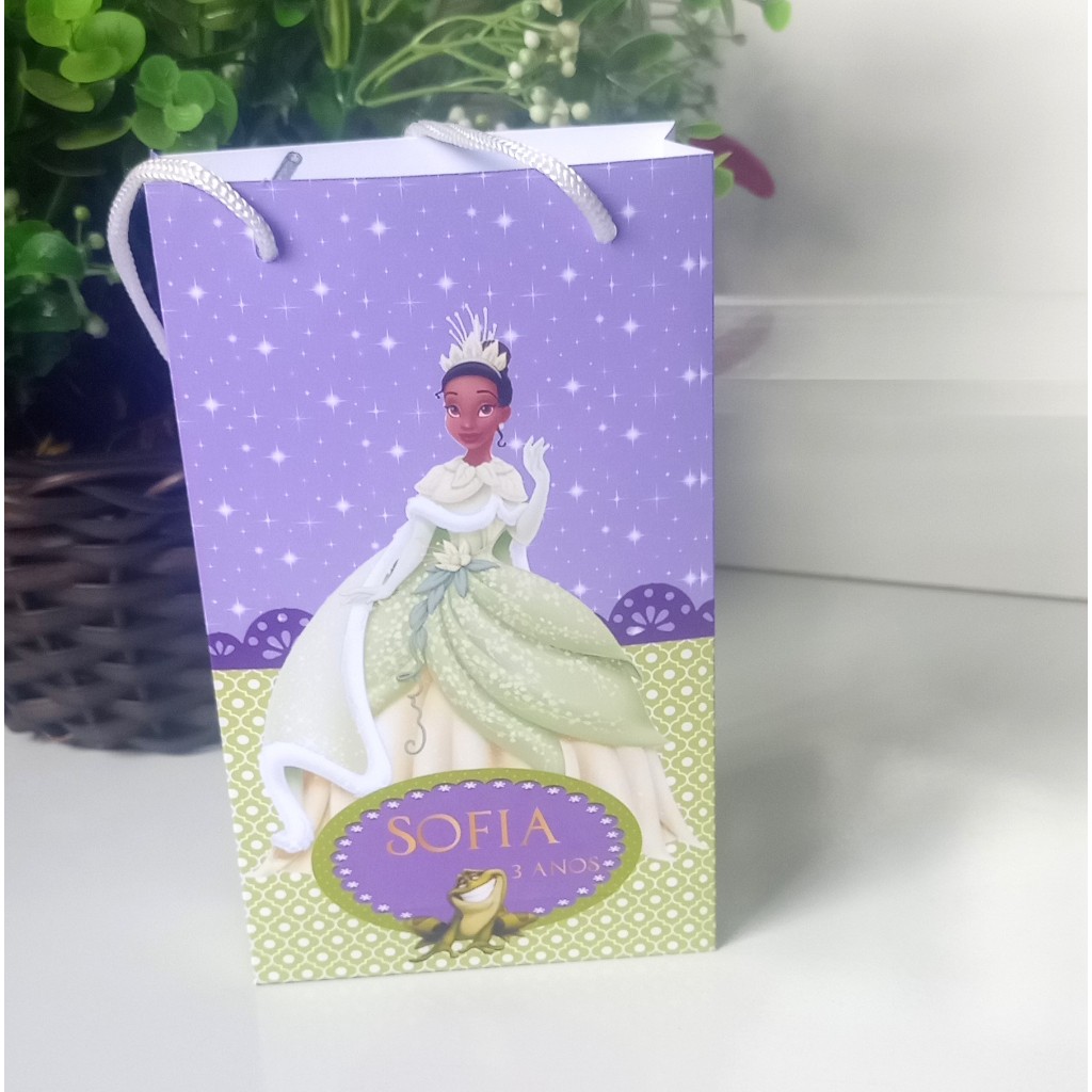 SACOLINHA PERSONALIZADA PARA LEMBRANCINHA DE ANIVERSÁRIO/FESTA - SACOLINHA SURPRESA- PRINCESA TIANA-PRINCESA E O SAPO.