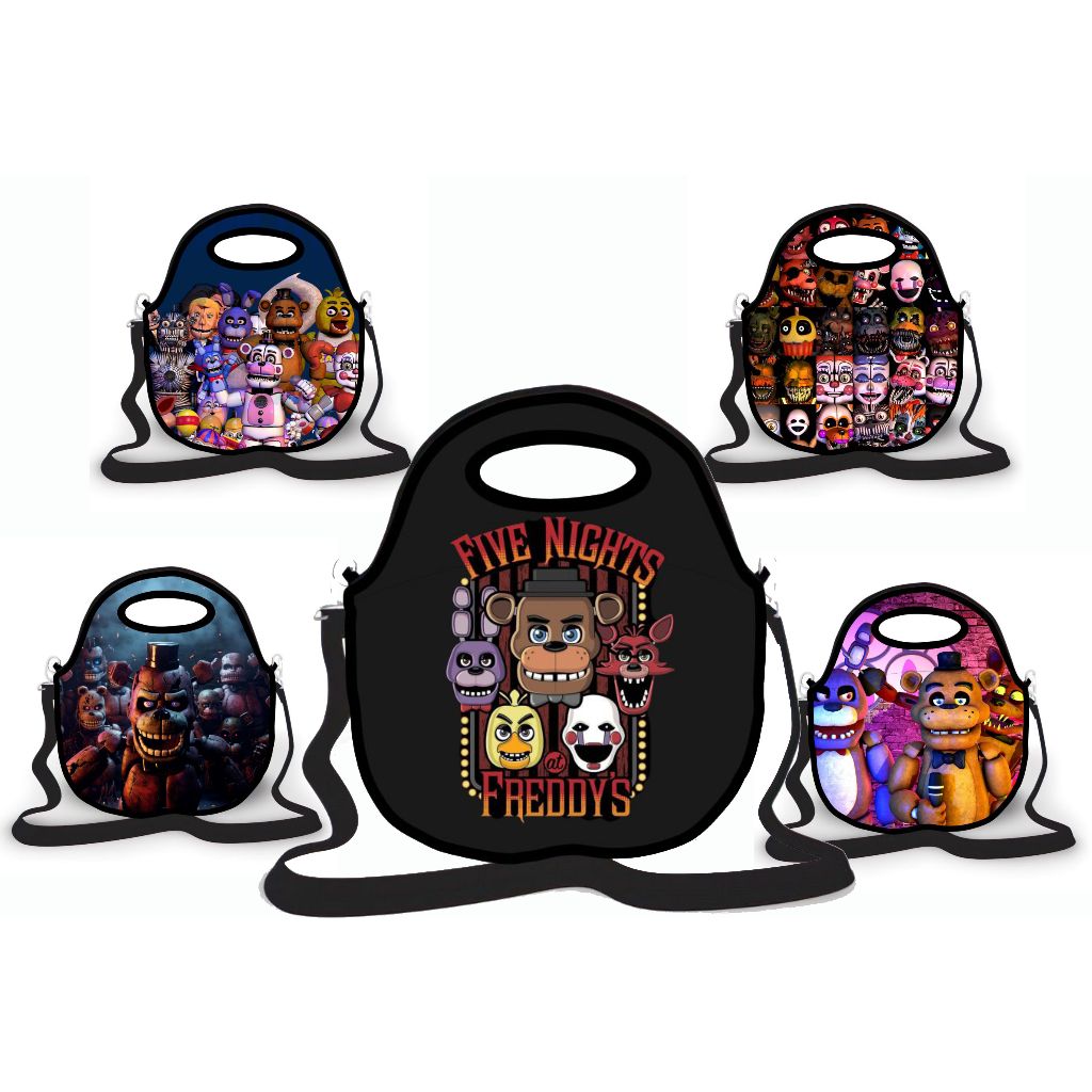 Bolça Lancheira Five Night at Freddy com alça em Neoprene