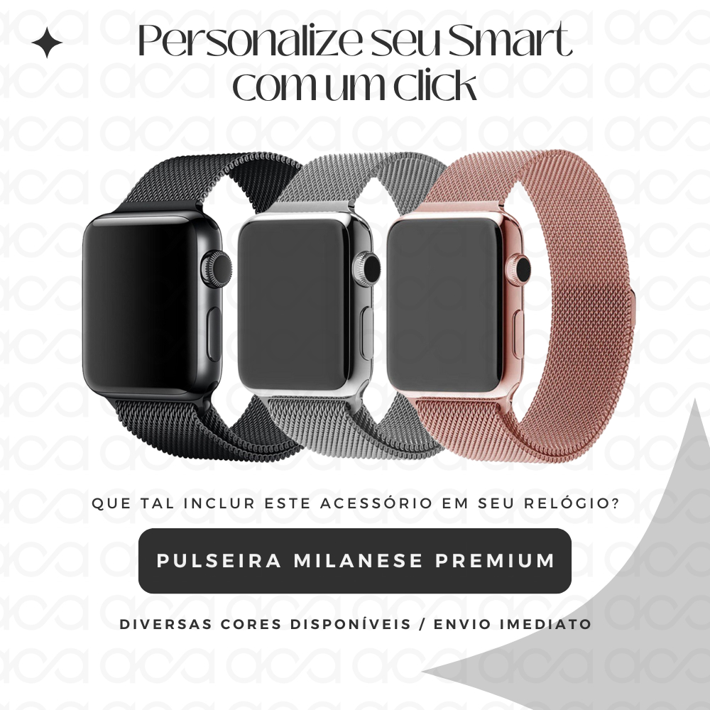Pulseira Milanese Metal Aço Compatível com Apple Watch e Iwo 38mm 40mm 41mm 42mm 44mm 45mm 47mm 49mm
