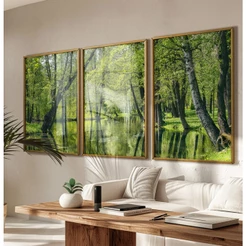 Quadro Decorativo Sala Grande Trio Quadros Decorativos Quarto Com Moldura Natureza Floresta Verde