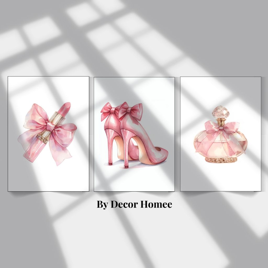 Kit 3 Quadros Femininos Maquiagem minimalista MDF 20x28 Decoração de casa, sala, escritório em Oferta na Shopee