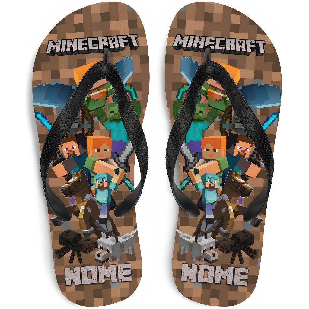 Chinelo Minecraft COM NOME Personalizado infantil 2 MODELOS