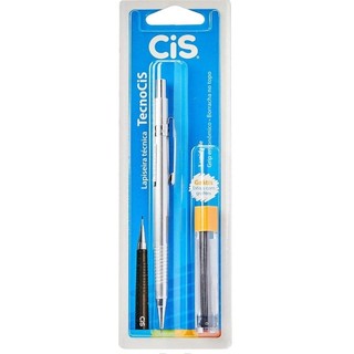 CIS Lapiseira Técnica Tecnocis + Grafite Blister 0.7 mm ou 0.9 mm, Prata