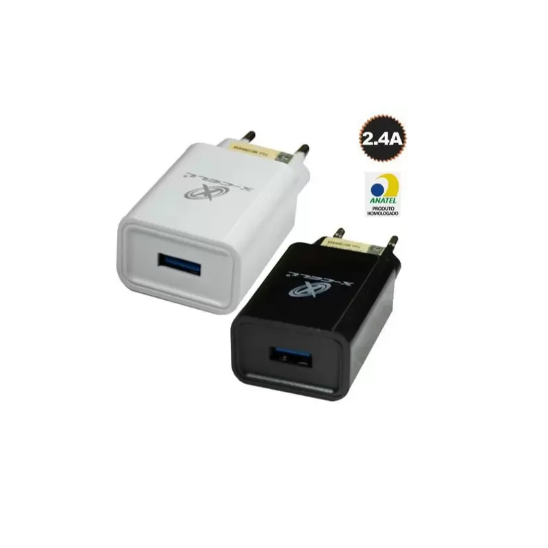 Carregador Turbo Tomada Plug Adaptador Fonte Usb 5v 2A Bivolt - Branco/ preto