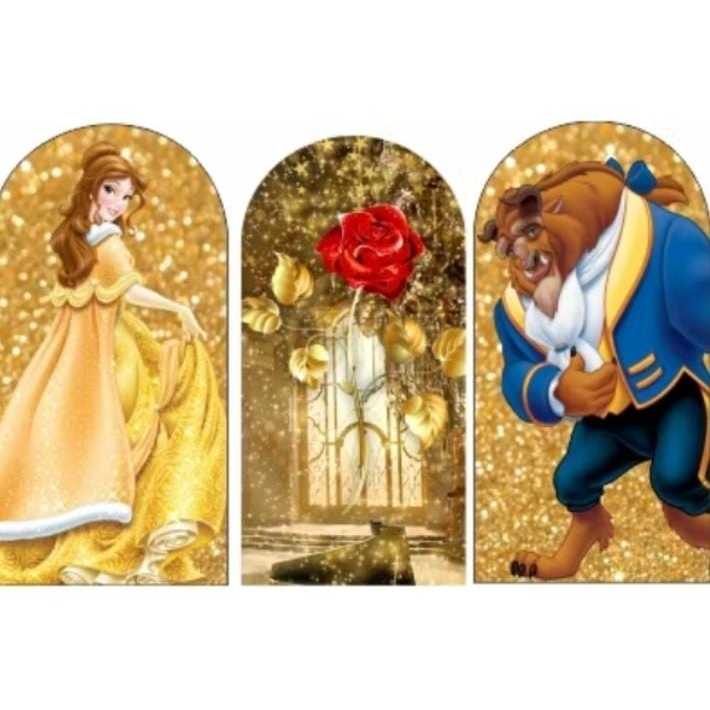 KIT 3 CAPAS PARA PAINEL DE FESTA DECORATIVO - TEMA A BELA E A FERA - COD LOA