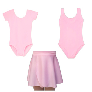 Kit Ballet Infantil com 3 Itens: Collant Meia Manga + Collant Regata + Saia Transpassada em Oferta na Shopee