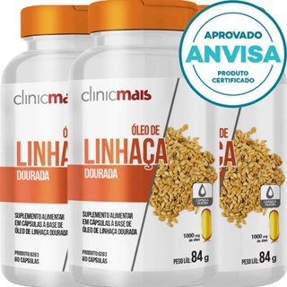 KIT 3x Óleo De Linhaça Dourada - 60 Cápsulas 1000mg - Clinicmais em Oferta na Shopee