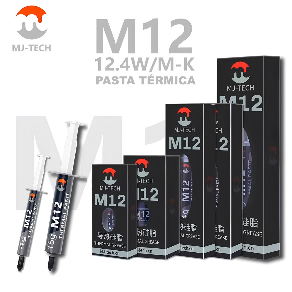 Pasta Térmica M12 de alto desempenho 12.4w/m.k - Resfriamento de PCs Gamer, GPU, Playstation, XBOX