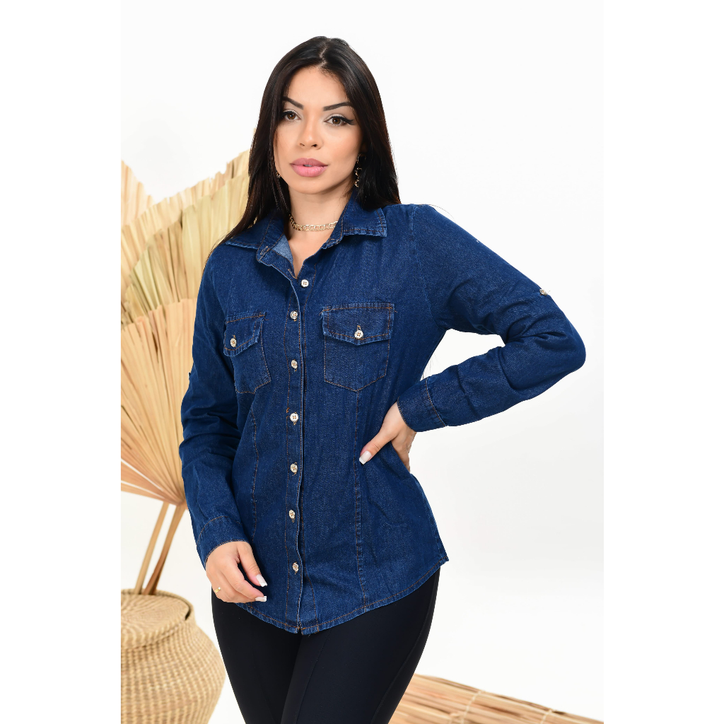 Camisa Jeans Feminina Manga Longa - Estilo e Conforto