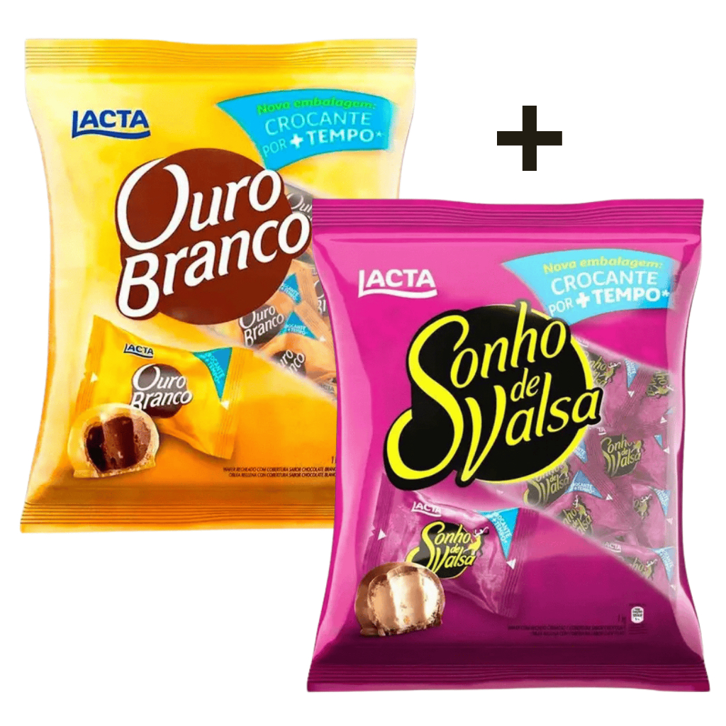 Kit Bombom Ouro Branco e Sonho de Valsa Lacta (2 Pacotes de 1KG)