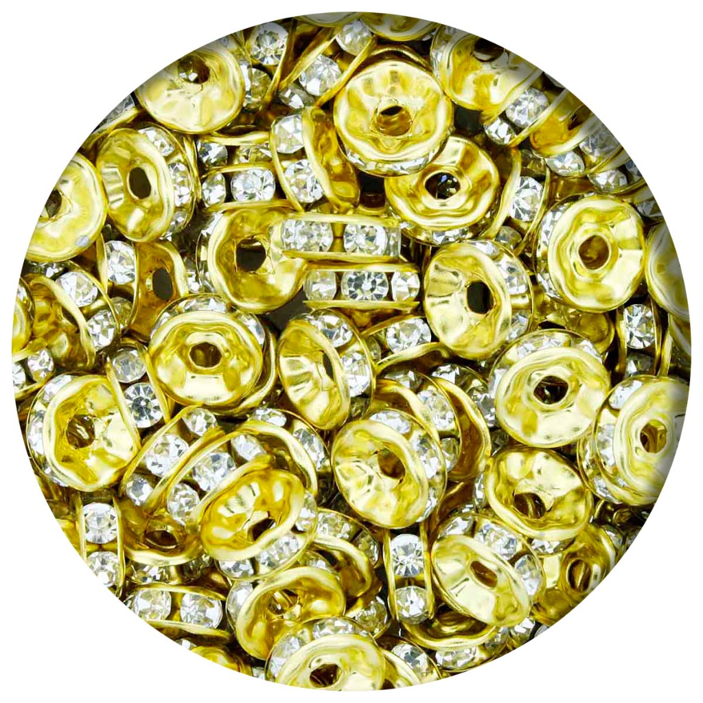 Entremeio Rondela de Strass Dourado 8mm em Oferta na Shopee