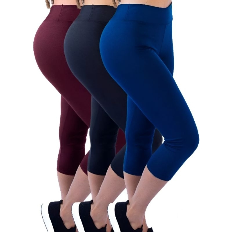 kit corsário legging feminina / 1,2 ou 3 peças Capri cós alto duplo zero transparência  CONFORTAVEL