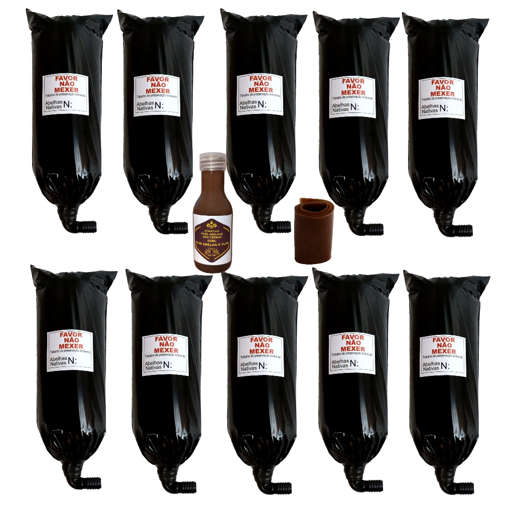 10 Isca Para Capturar Enxame De Abelhas Sem Ferrão Jataí Iraí Mirim Marmelada 50ml de atrativo 1 rolinho de cera