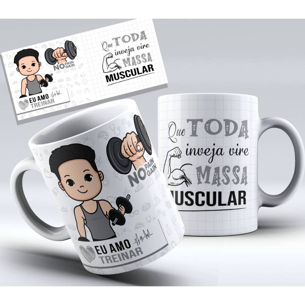 Caneca de Ceramica 325ml Personalizada tema Academia, Musculação, Fitness, Personal(Varios Modelos) em Oferta na Shopee