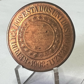40 Réis 1908 A economia faz a prosperidade Moeda de Bronze em Oferta na Shopee