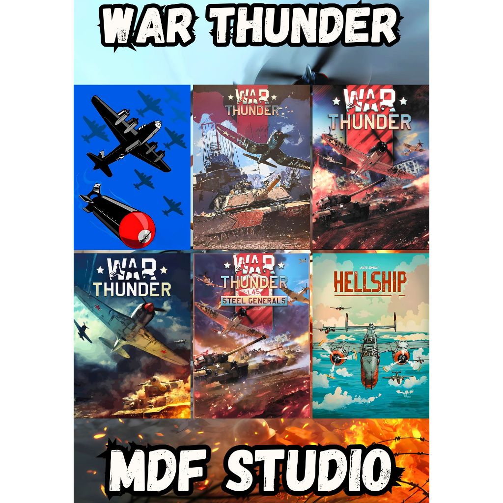 Placas Quadros Decorativos - Posters EM MDF Exclusivos de War Thunder |Combates Aéreos e Terrestres