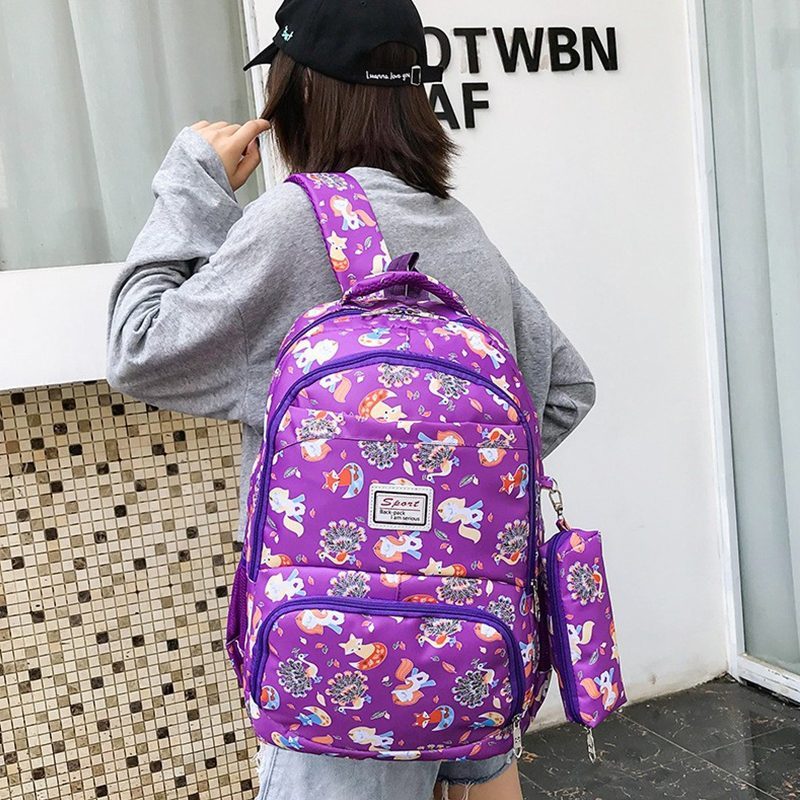 Mochila escolar juvenil a prova d'agua com estojo