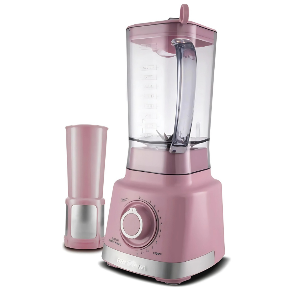 Liquidificador Rosa Britânia 1400w Lâmina Pro maxx 6 Inox Turbo 3 Litros