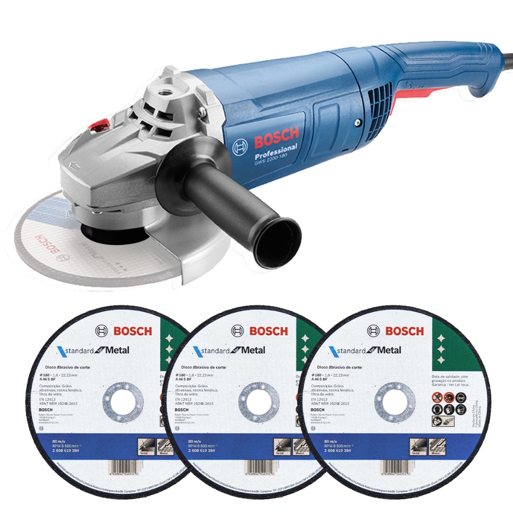 Esmerilhadeira GWS 2200-180 Bosch 7" 2200W + Discos em Oferta na Shopee