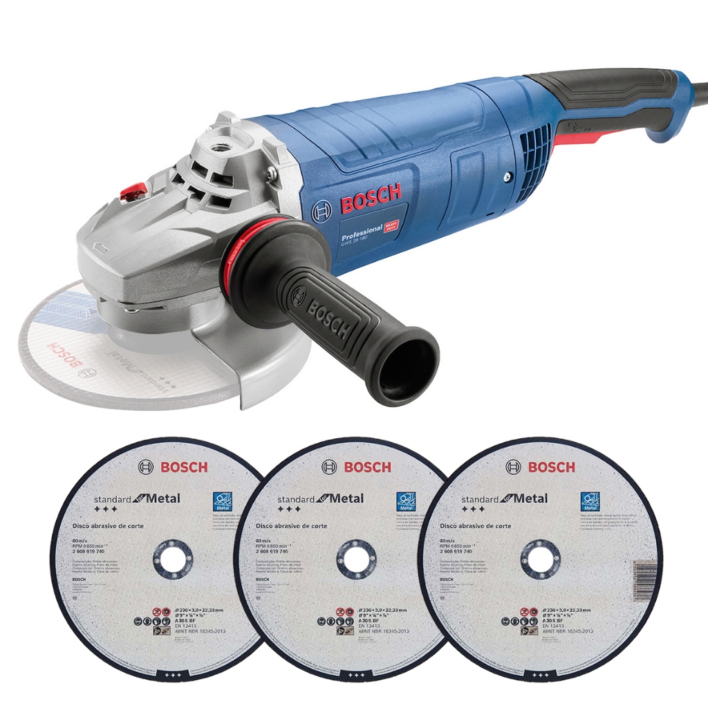 Esmerilhadeira GWS 28-230 Bosch 2800W 220V com Discos em Oferta na Shopee