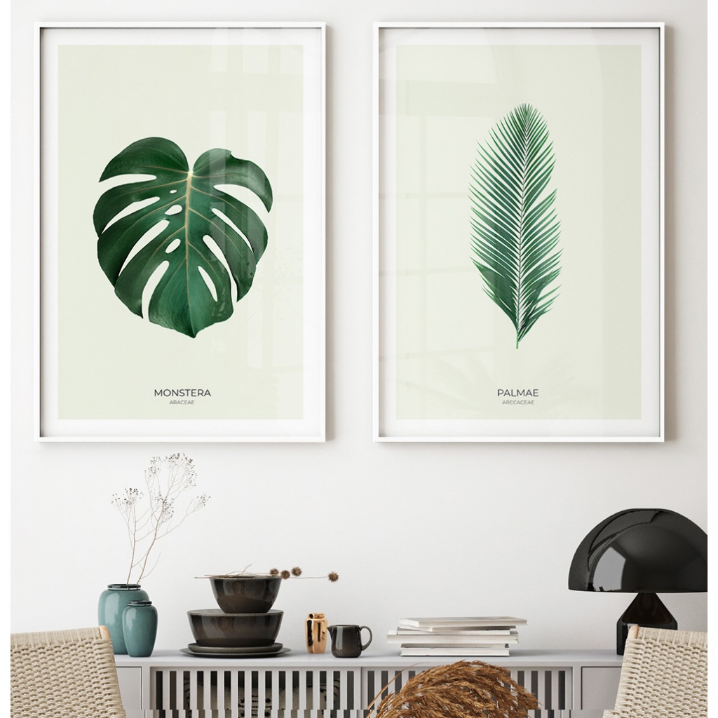 Quadro Minimalista Quadro Decorativo Sala Quadro Com Moldura E Vidro Quadro Quarto Folhas Verde Duo