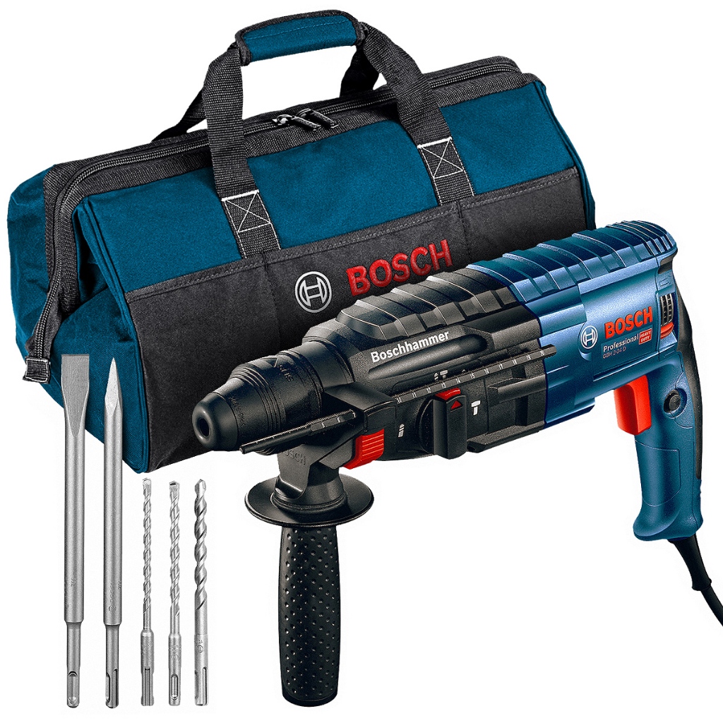 Martelete Bosch GBH 2-24 D SDS-Plus 820W com Bolsa e Brocas - Home & Living