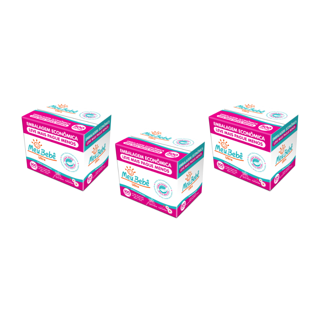 KIT TOALHA UMEDECIDA MEU BEBÊ ULTRA 1500 FOLHAS (3pcksX500fls)