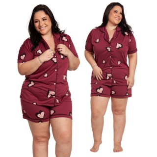 Pijama Baby Doll Plus Size 48/50/52/54  Amamentação Americano Cirúrgico com botões em Oferta na Shopee