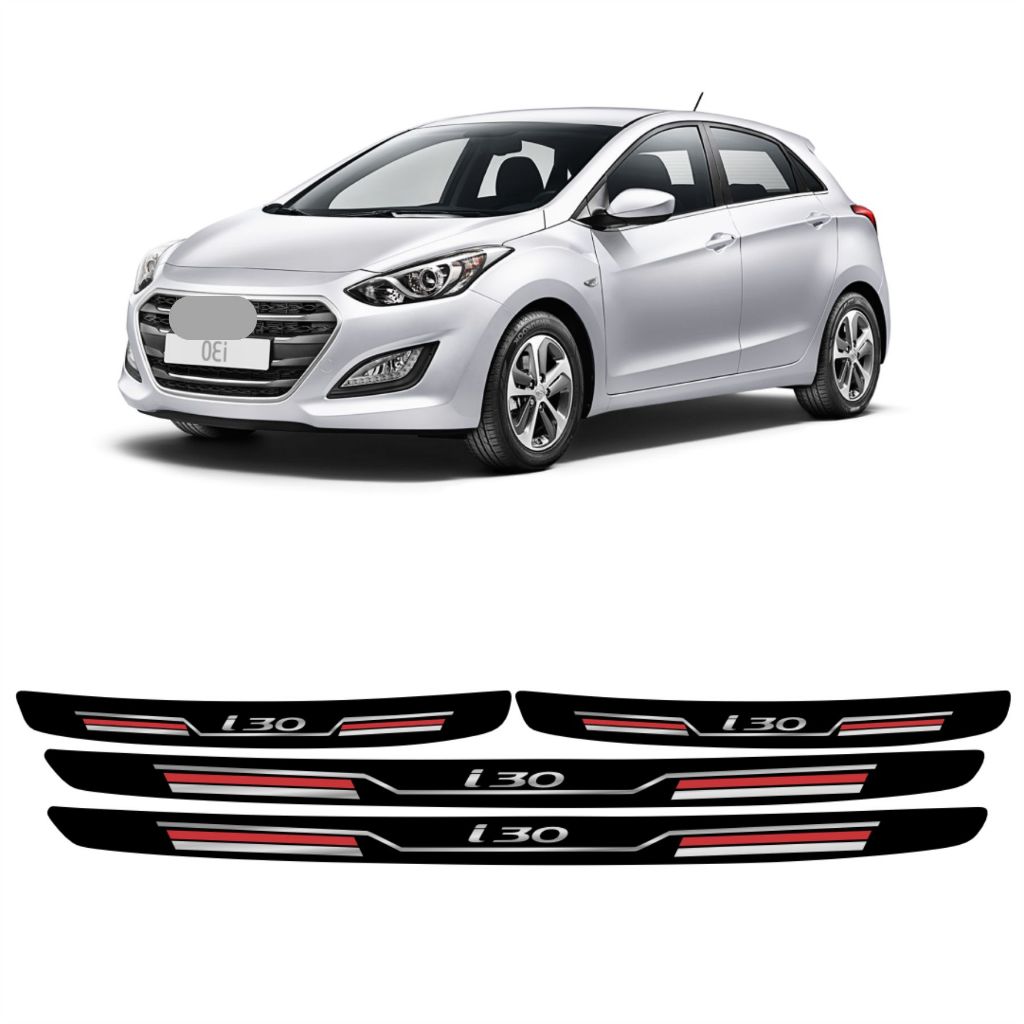 Soleira Porta Protetor I30 4 Peças Resinada Adesivo SPORT FINA VERMELHO