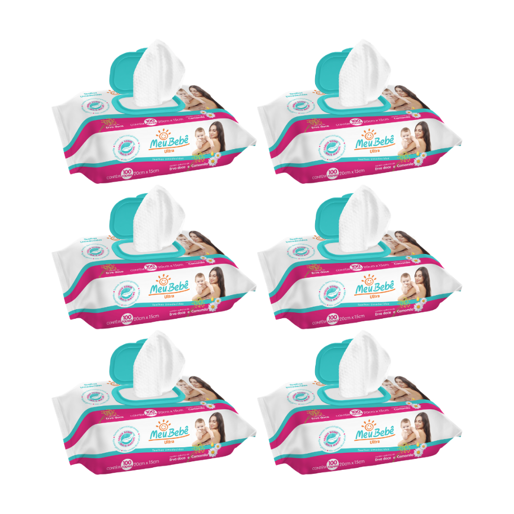 KIT TOALHA UMEDECIDA MEU BEBÊ ULTRA 600 FOLHAS (6undX100fls) em Oferta na Shopee