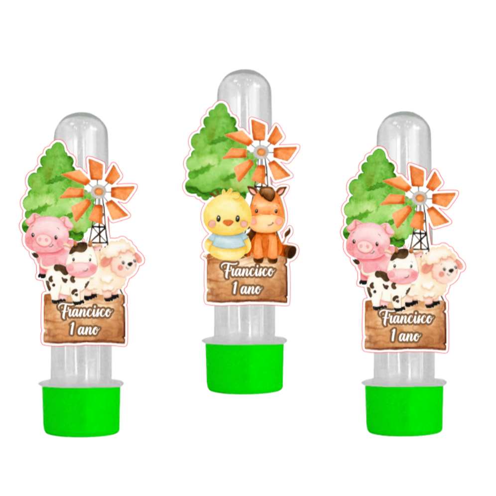 15 Apliques para Tubetes Fazendinha (Menino ou Menina) - Festa infantil - Lembrancinhas personalizadas