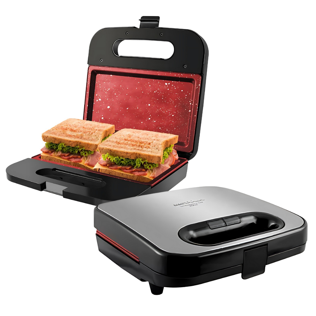Sanduicheira e Grill Britânia Inox 2 Em 1 Melhor Revestimento Cerâmica Redstone 750w Saudável