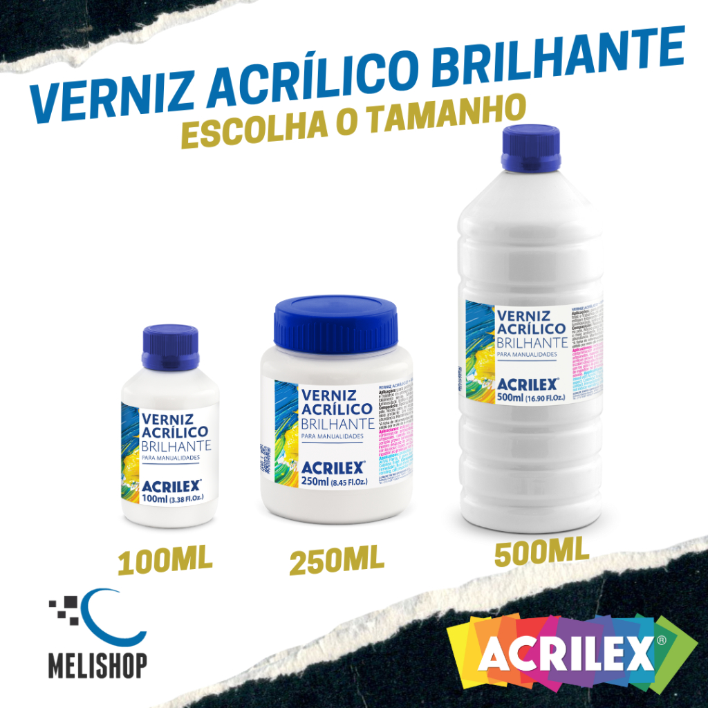 Verniz Acrílico Brilhante 100ml/ 250ml/ 500ml Acrilex Original em Oferta na Shopee