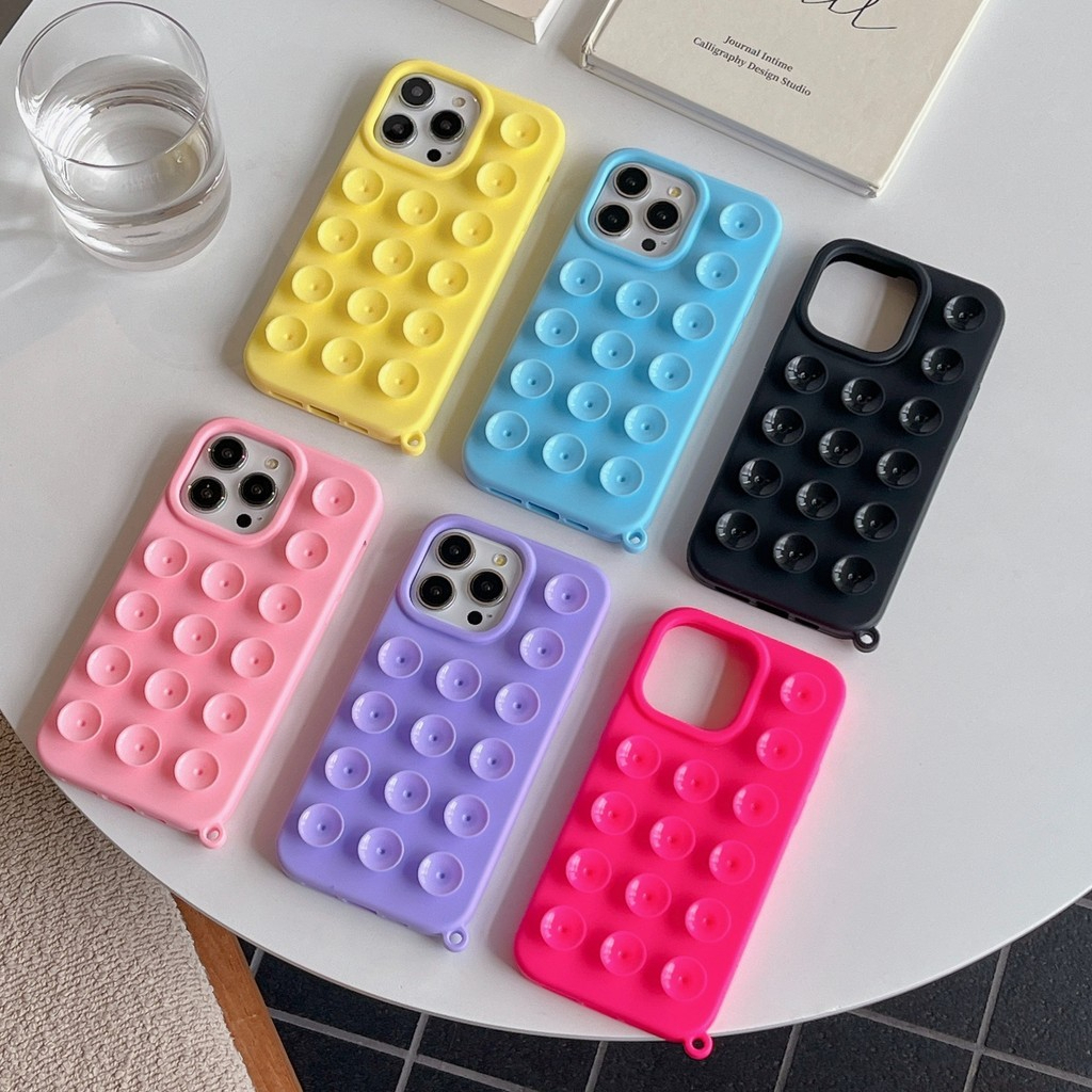 Capa Capinha Ventosa Silicone Compatível IPhone 11 12 13 14 15 16 Normal e Pro Max