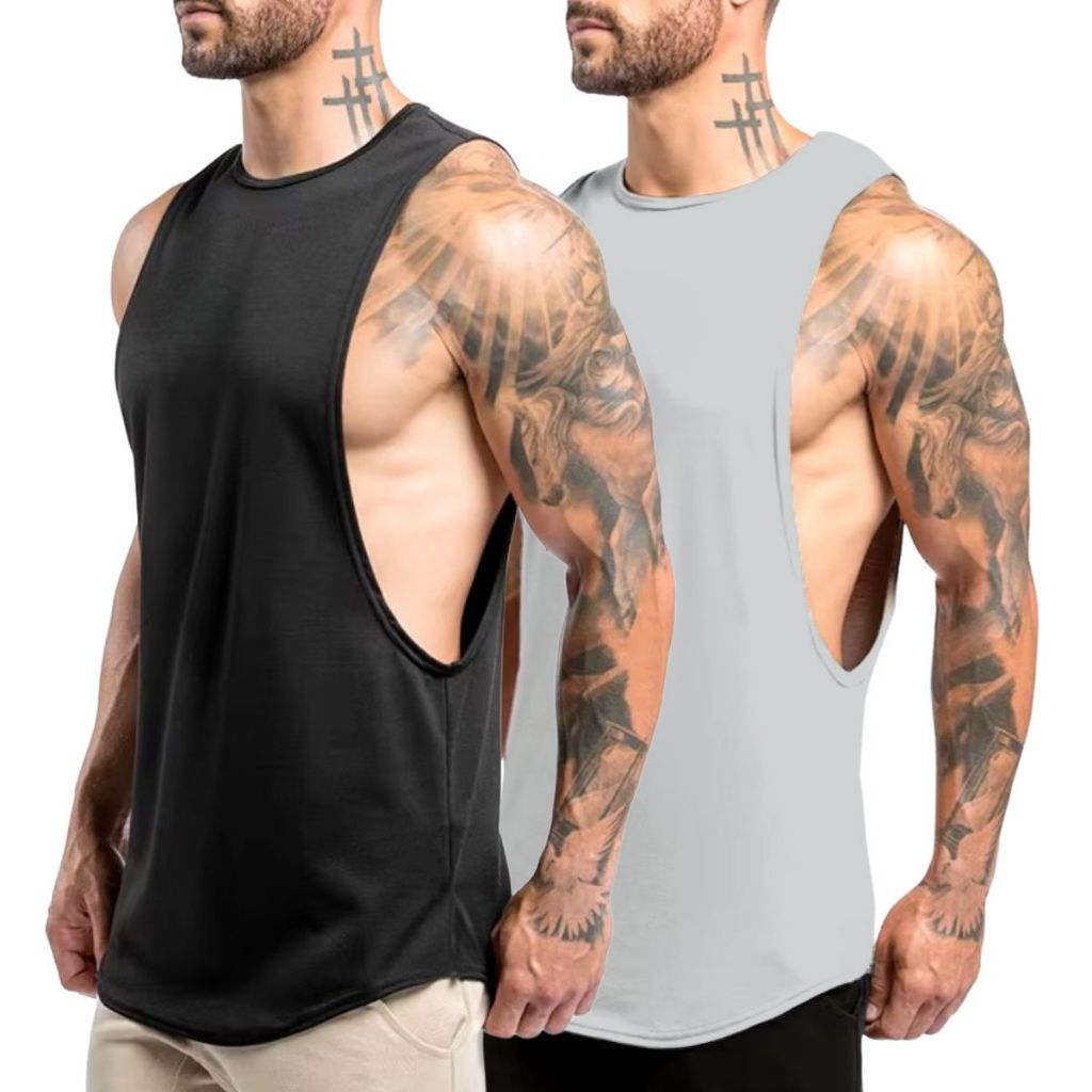 Kit 2 Regata Long line Masculina Oversized Camiseta Cavada Camisa Machão Treino Academia Musculação.