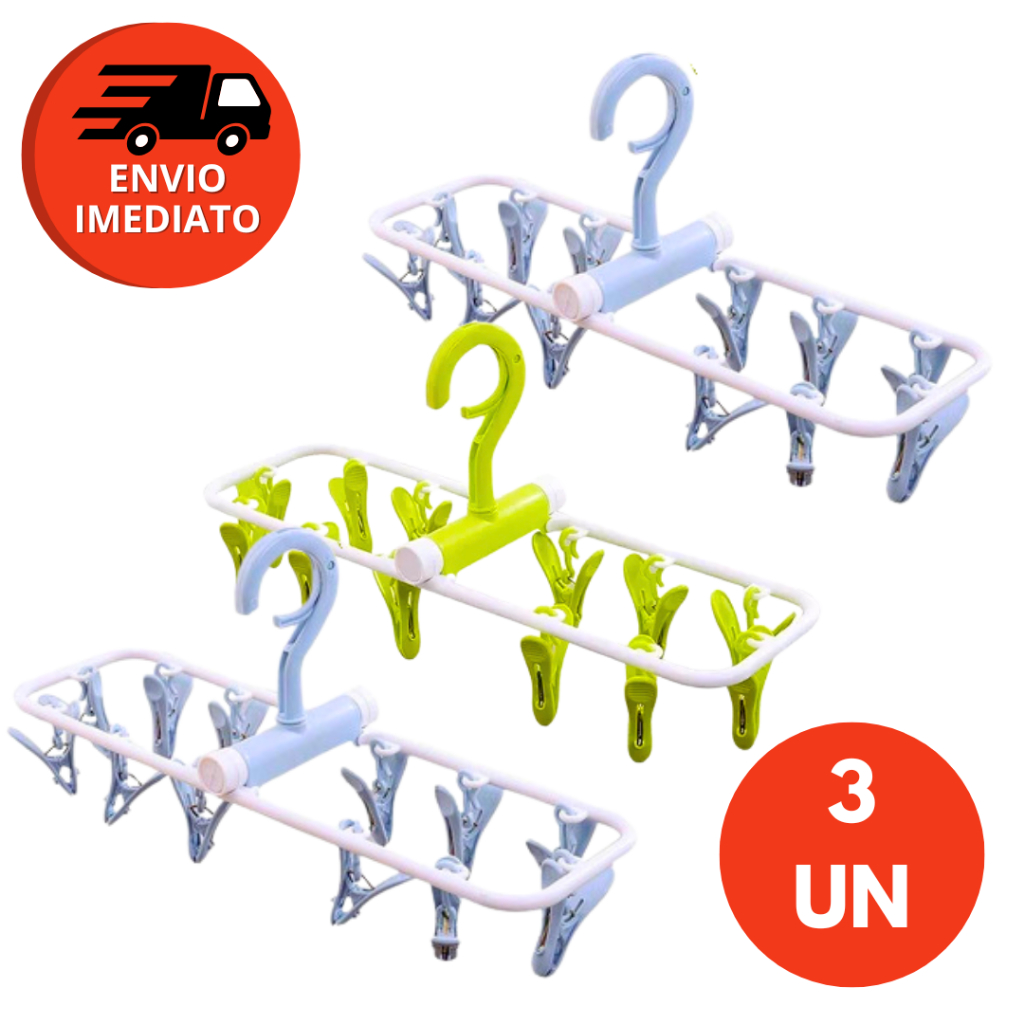 Kit Varal Para Roupas Intimas Calcinha Cueca Meia Dobrável Com 12 Prendedores C/02 Ou 03 Un.