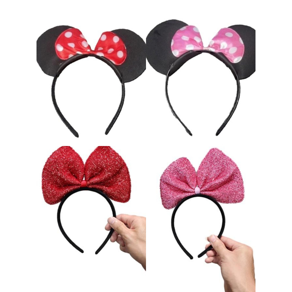 Kit 5 Tiaras Orelhinha Arco Da Minnie Fantasia Aniversario