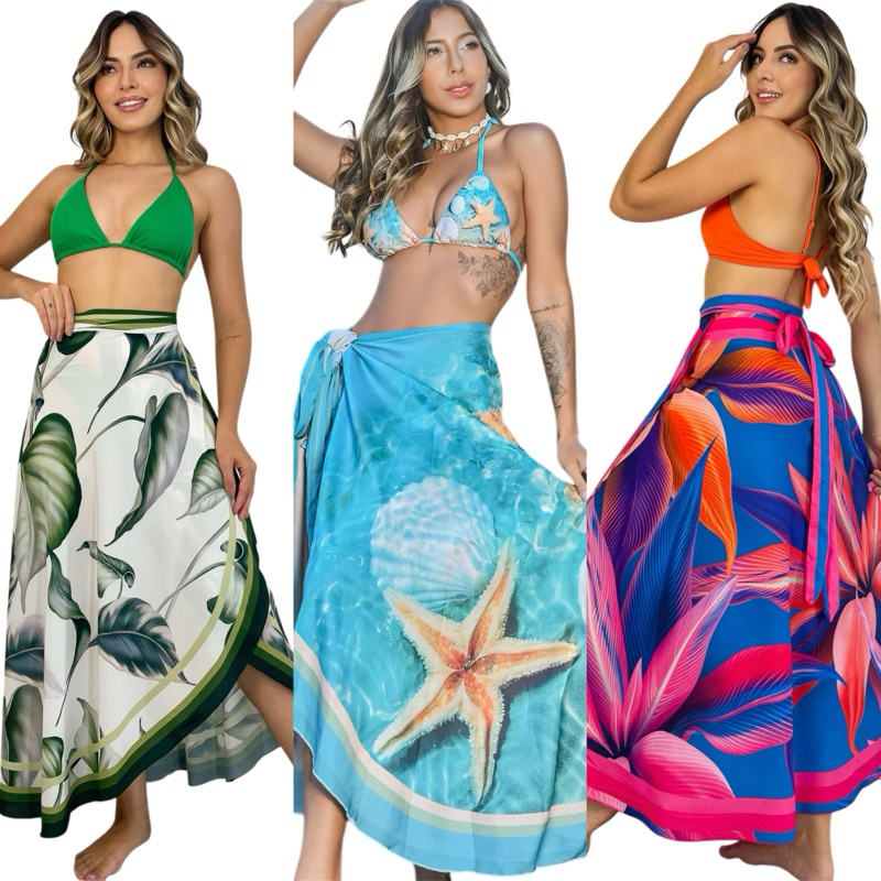 Saída de Praia Saia Pareo Canga Envelope