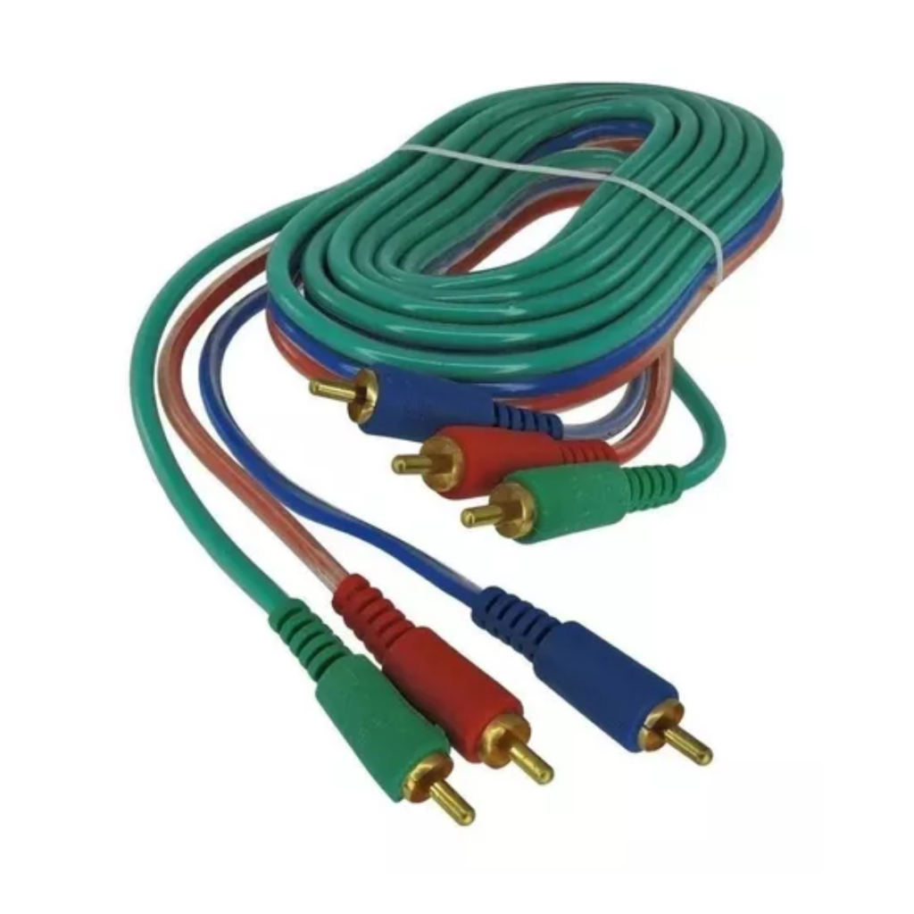 Cabo Vídeo Componente 3 + 3 Rca Colorido 2 Metros