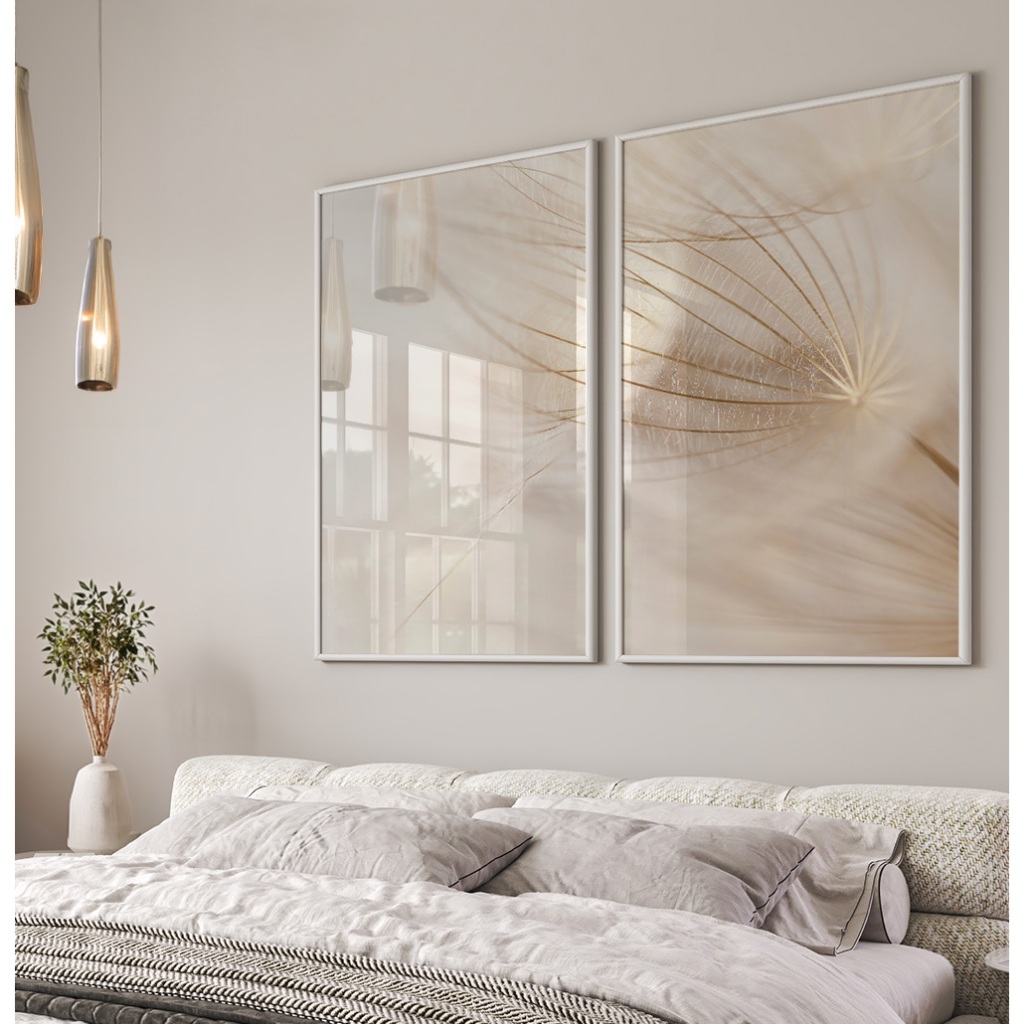 Quadros Decorativos com Moldura Sala Quarto Duo Dente de Leão Clean