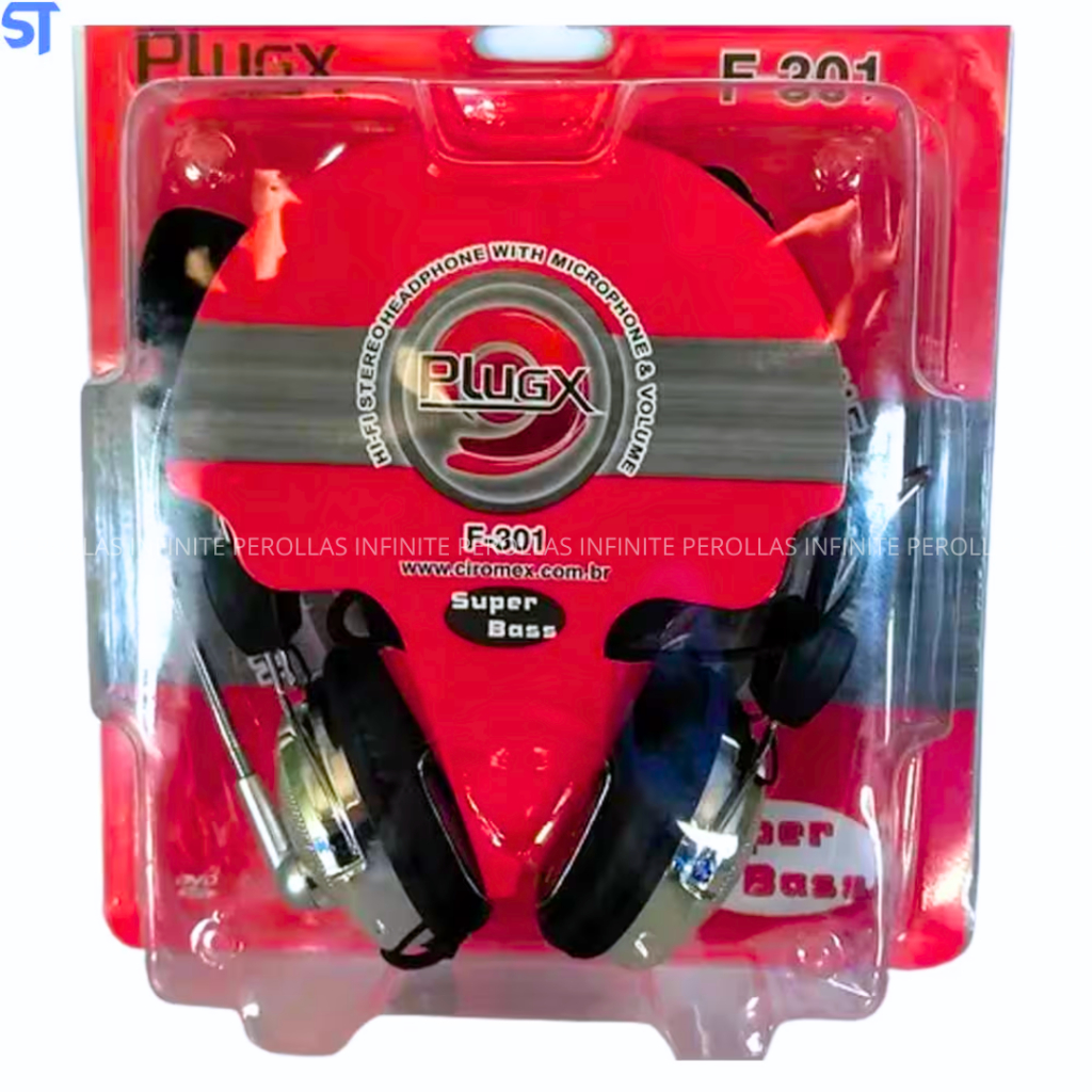 Headphone Com Microfone E Volume Super Bass Plugx- F-301