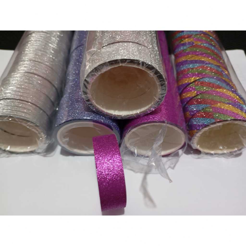 Fita Adesiva Glitter 1,5cm x 4cm Pacote com 3 Unidades em Oferta na Shopee