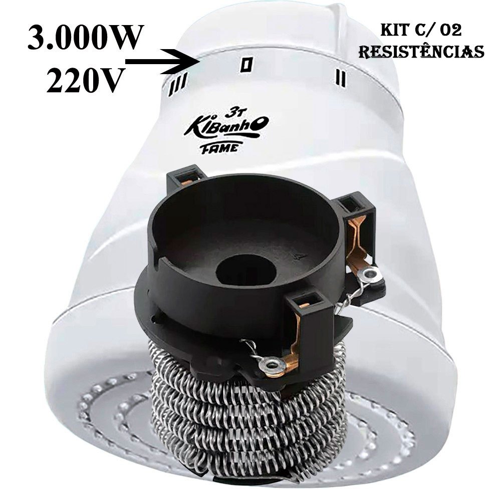 Kit de Resistência Pratimix 3000W - 220V Chuveiro Nova Kibanho 3T ou Chuveiro Super Ducha 3T Fame